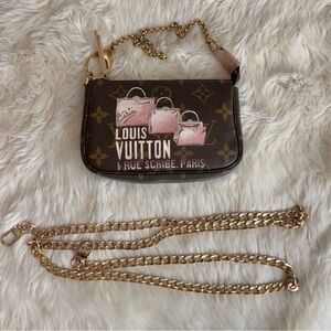 💕🤩Auth Louis Vuitton mini Pochette 1 I Rue Scribe Paris lady’s lightest luggage